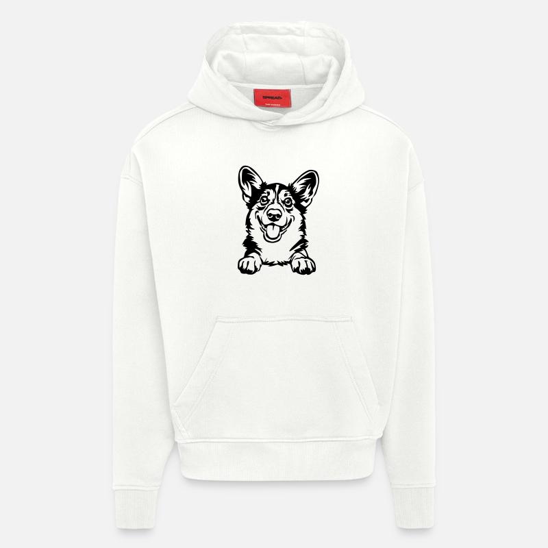 Welsh Corgi Kopf - Hoodie- made by SPREAD  - OFF WHITE