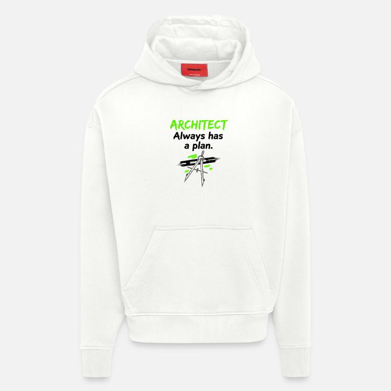 Architekt mit Plan - Hoodie- made by SPREAD  - OFF WHITE