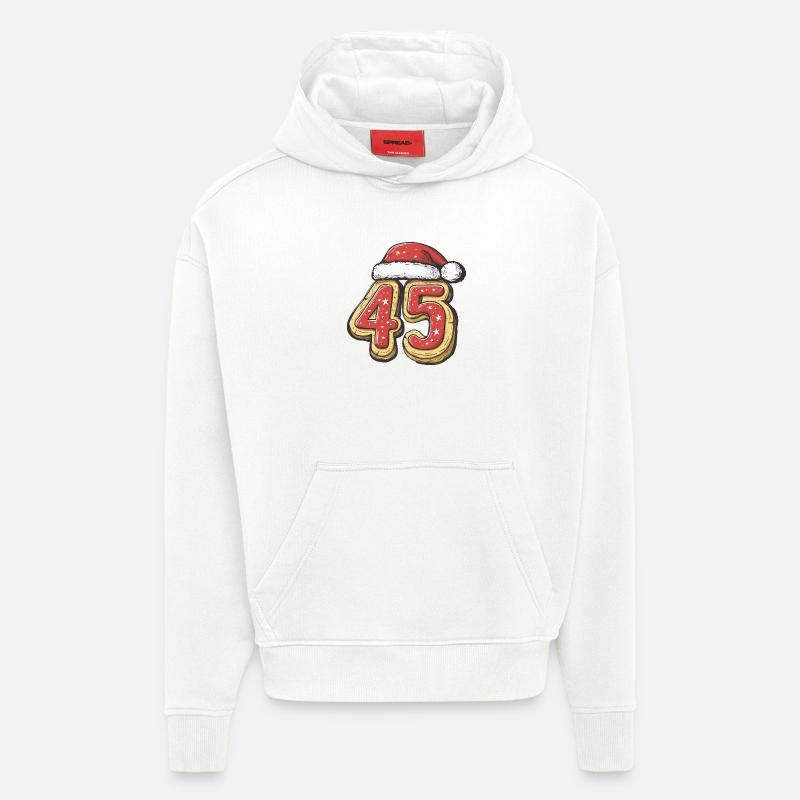 Biscuit de Noël à 45 chiffres - Sweat à capuche bio épais oversize fabriqué en UE - OFF WHITE