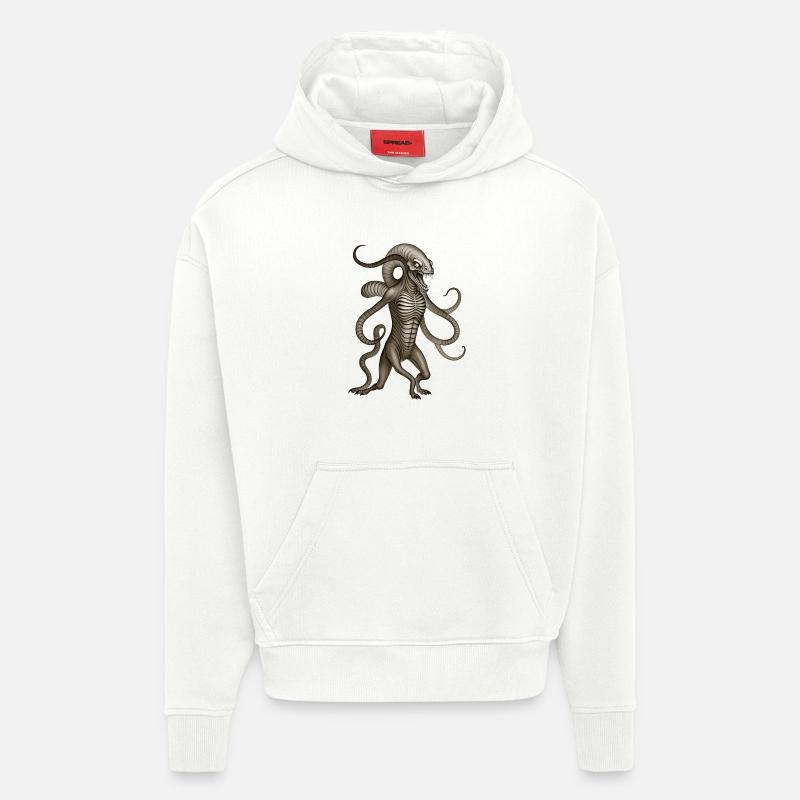 BUG #7 - dark hell - Sweat à capuche bio épais oversize fabriqué en UE - OFF WHITE