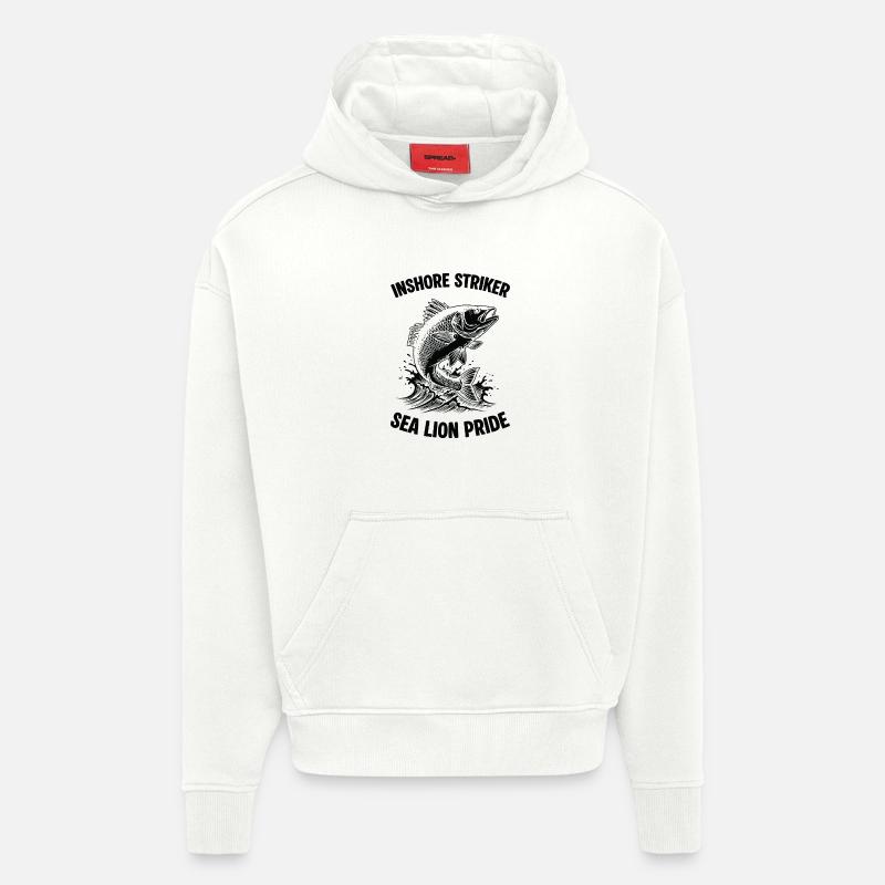 Pêche Mer Bar Sea Lion Pride - Sweat à capuche bio épais oversize fabriqué en UE - OFF WHITE