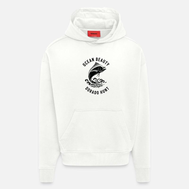 Pêche Mer Dorado - Sweat à capuche bio épais oversize fabriqué en UE - OFF WHITE