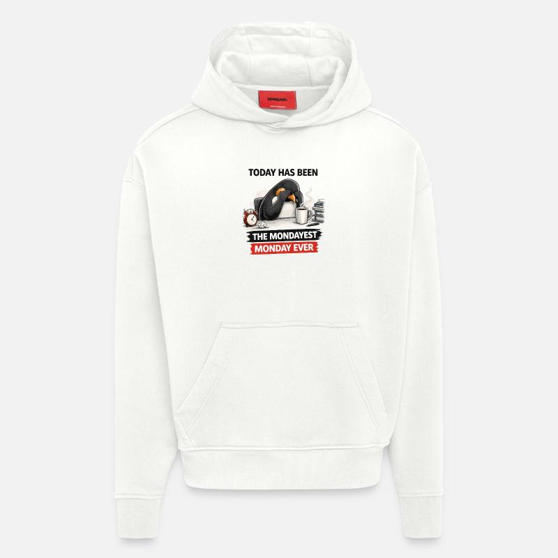 Blues des Penguins du lundi - Sweat à capuche bio épais oversize fabriqué en UE - OFF WHITE
