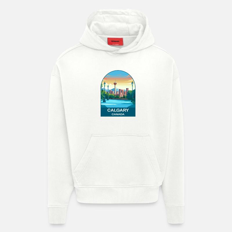 Calgary Canada Tower & Berge Reisekunst - Hoodie- made by SPREAD  - OFF WHITE