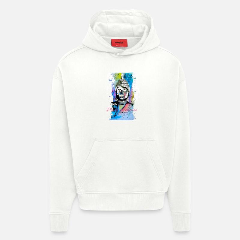 Puissance silencieuse du Bouddha - Sweat à capuche bio épais oversize fabriqué en UE - OFF WHITE
