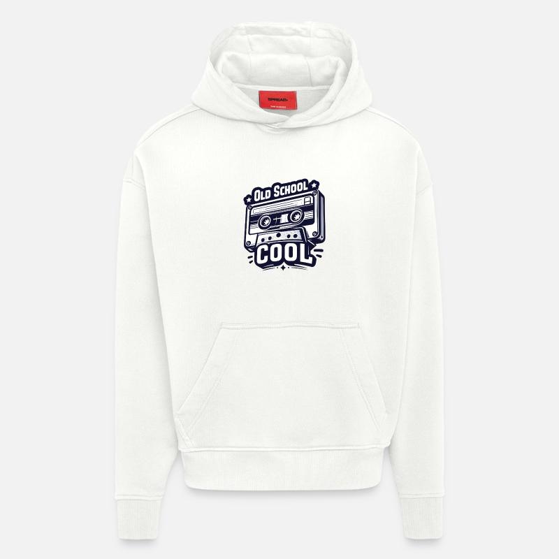 Cassettes rétro - Sweat à capuche bio épais oversize fabriqué en UE - OFF WHITE