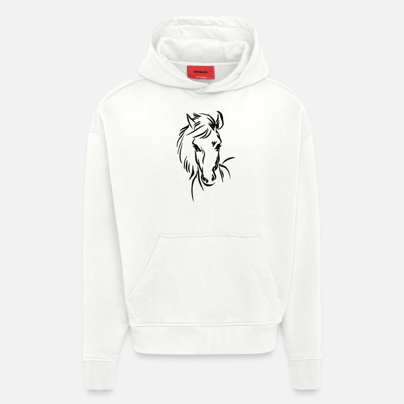 Cheval ... de wicki_de - Sweat à capuche bio épais oversize fabriqué en UE - OFF WHITE