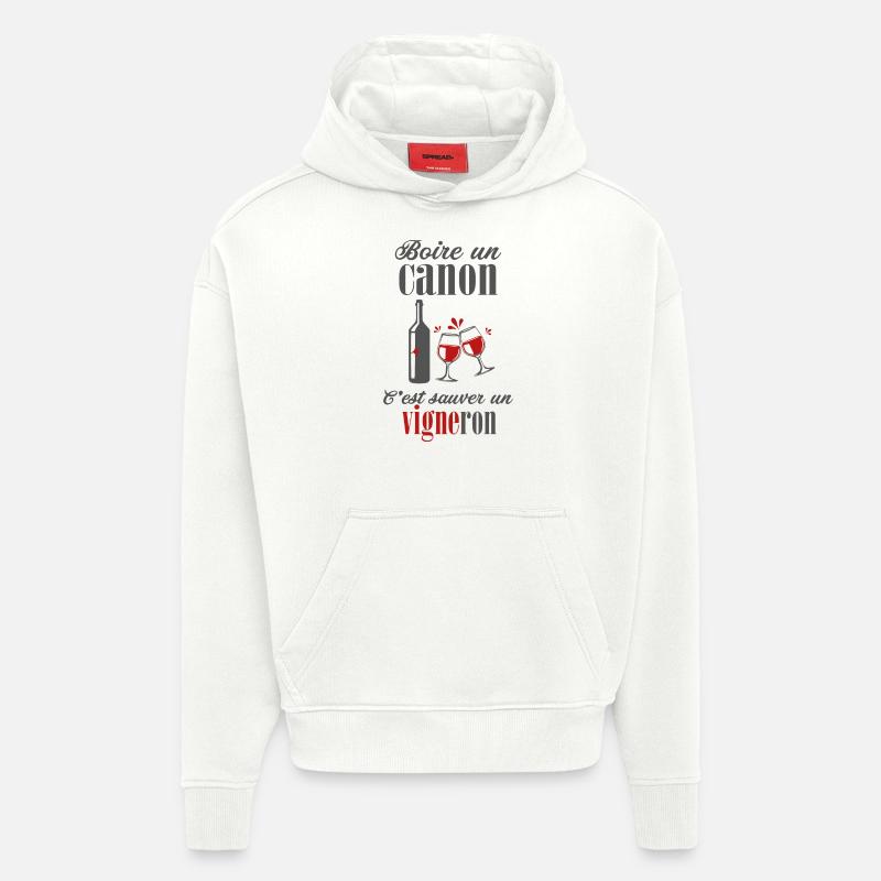 Vigneron vins raisins cave - Sweat à capuche bio épais oversize fabriqué en UE - OFF WHITE