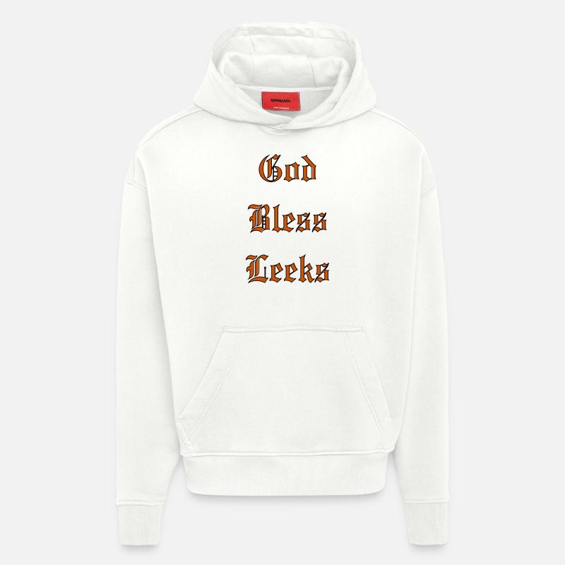 GodBlessLeeks - Sweat à capuche bio épais oversize fabriqué en UE - OFF WHITE