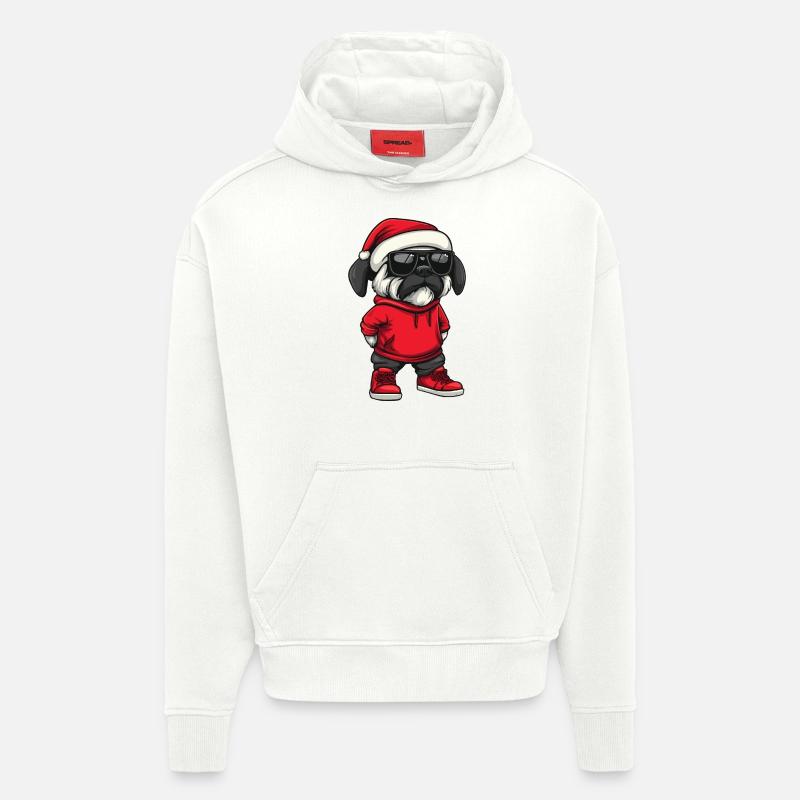 Kangal chien Noël Noël - Sweat à capuche bio épais oversize fabriqué en UE - OFF WHITE