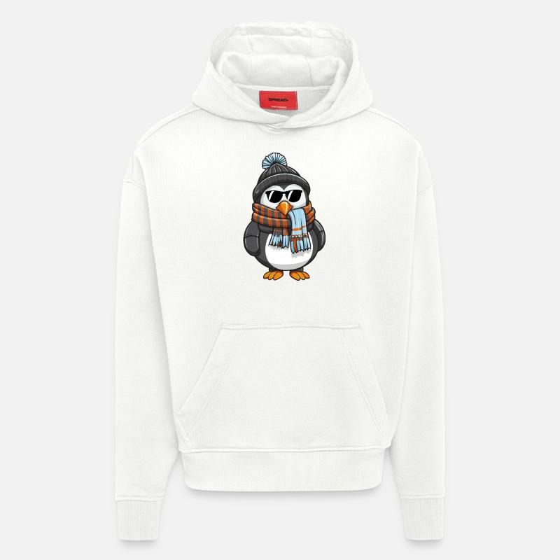 pinguin comic winter - Hoodie- made by SPREAD  - OFF WHITE