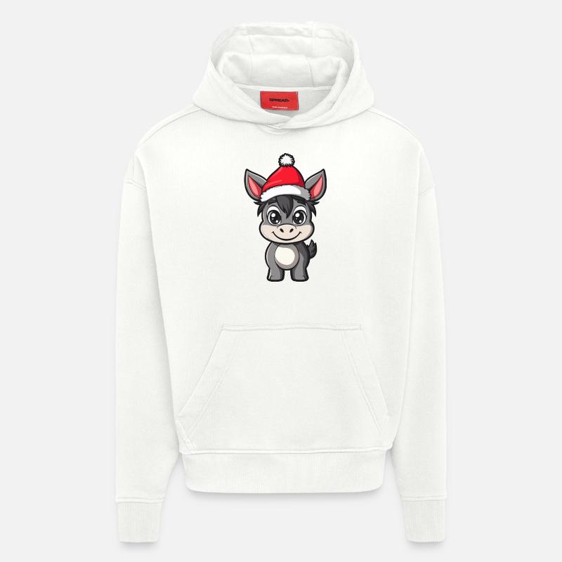 Âne Noël - Sweat à capuche bio épais oversize fabriqué en UE - OFF WHITE