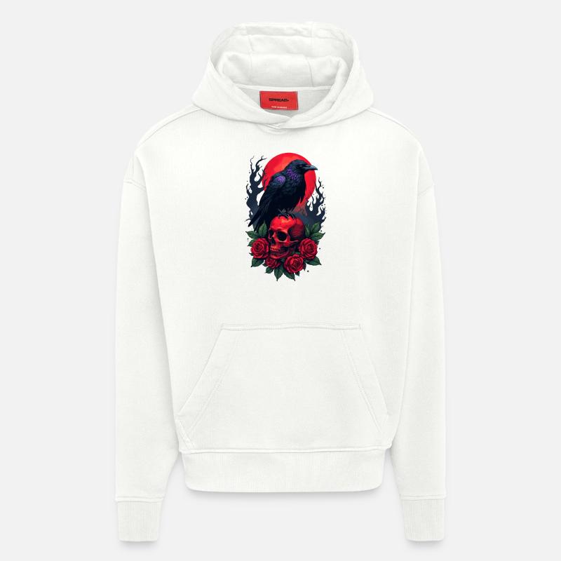 Corbeau majestueux - Sweat à capuche bio épais oversize fabriqué en UE - OFF WHITE