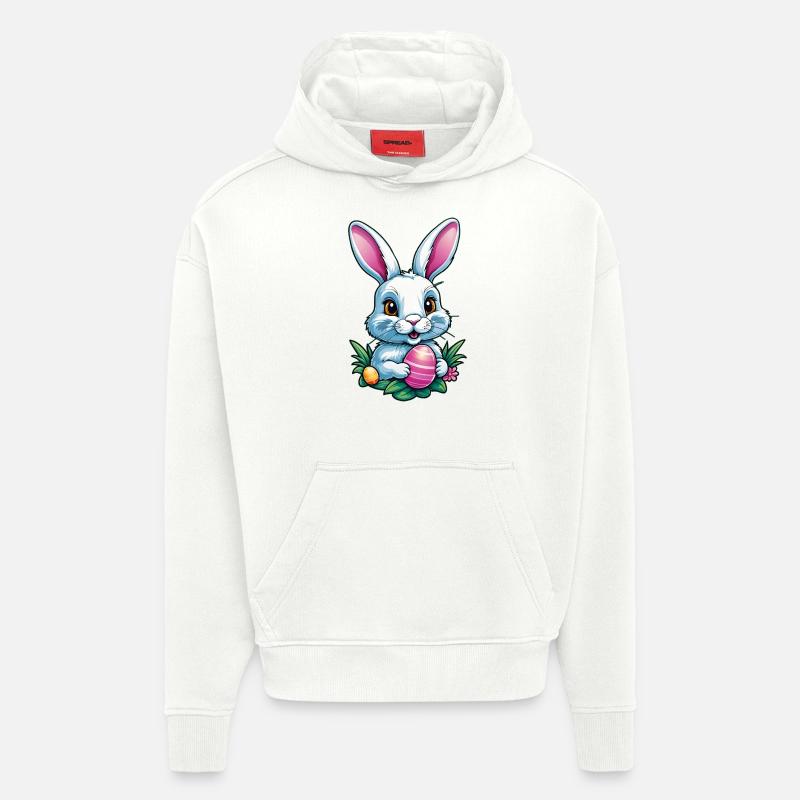Lapin de Pâques - Sweat à capuche bio épais oversize fabriqué en UE - OFF WHITE