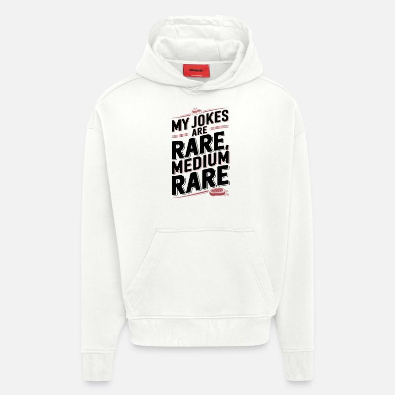 Medium Rare Blagues - Sweat à capuche bio épais oversize fabriqué en UE - OFF WHITE