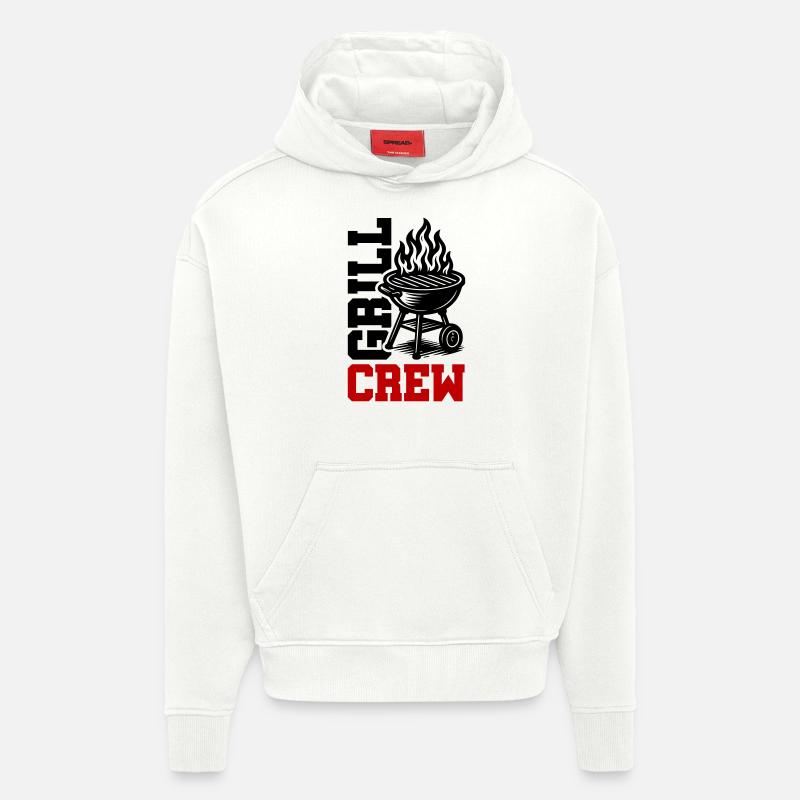 Équipe de grillades - Sweat à capuche bio épais oversize fabriqué en UE - OFF WHITE