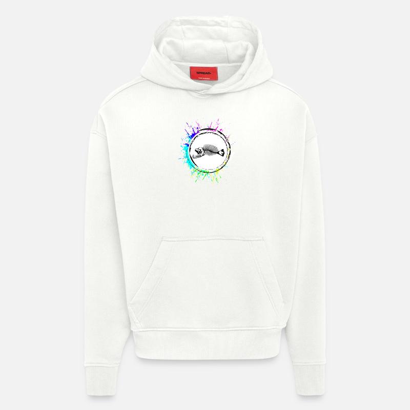 Piranha Bone Fish - Sweat à capuche bio épais oversize fabriqué en UE - OFF WHITE