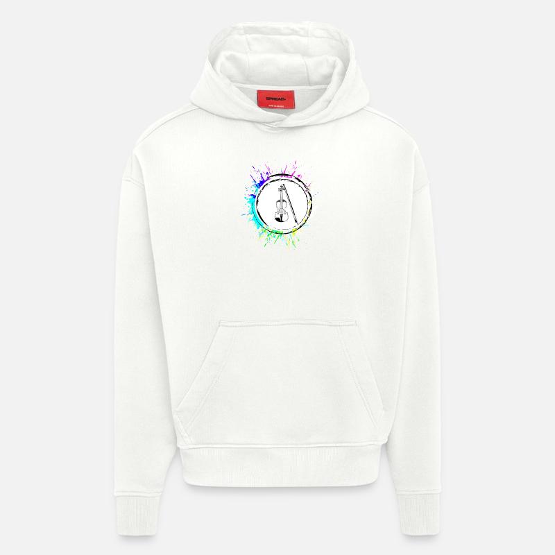 Icône de violon - Sweat à capuche bio épais oversize fabriqué en UE - OFF WHITE