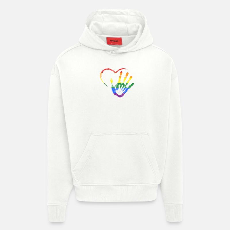 RAINBOW MAIN DANS LA MAIN - Sweat à capuche bio épais oversize fabriqué en UE - OFF WHITE