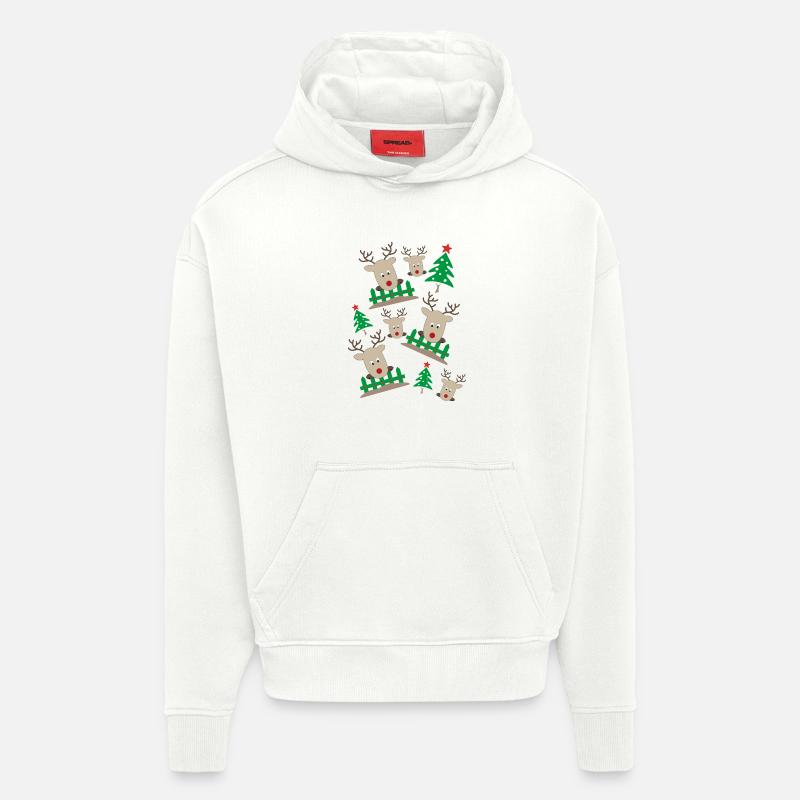 Noël - Sweat à capuche bio épais oversize fabriqué en UE - OFF WHITE