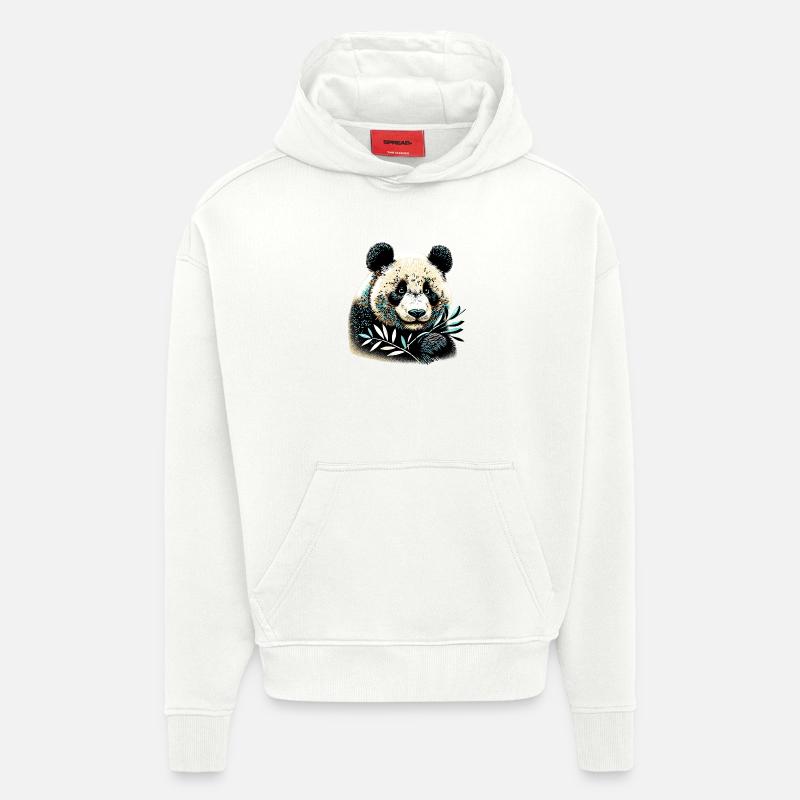 Panda - Sweat à capuche bio épais oversize fabriqué en UE - OFF WHITE