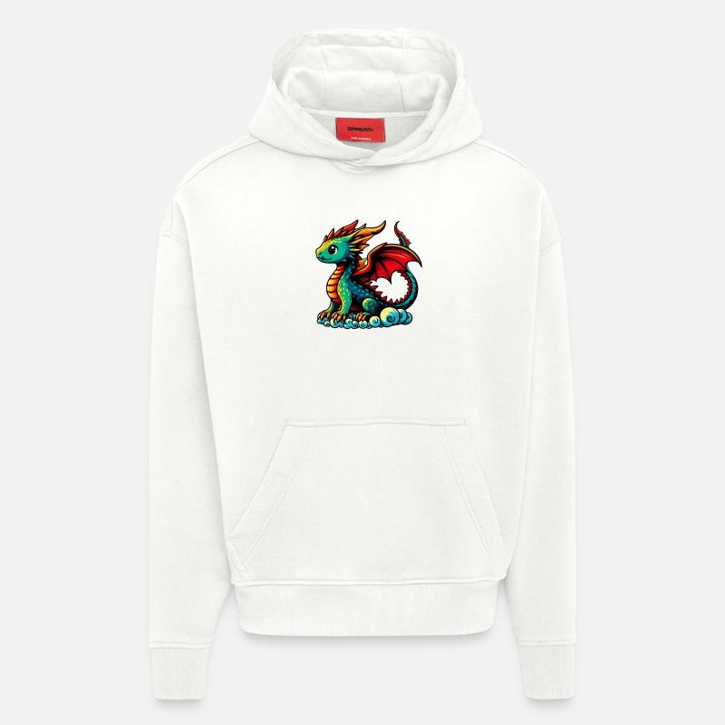 Dragon - Sweat à capuche bio épais oversize fabriqué en UE - OFF WHITE