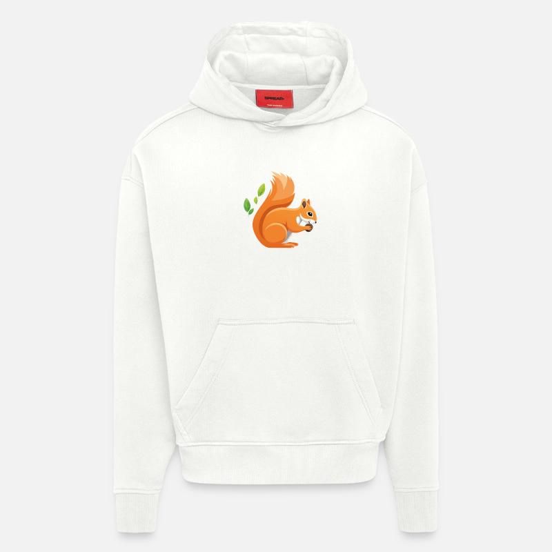 Verspielter Eichhörnchen-Print mit Blättern - Hoodie- made by SPREAD  - OFF WHITE