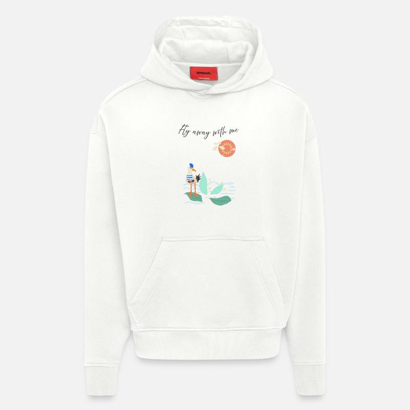 Oiseau côtier en vacances - Sweat à capuche bio épais oversize fabriqué en UE - OFF WHITE