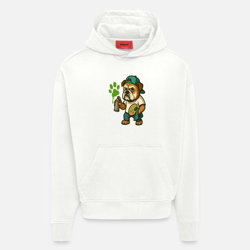 Graffiti-Bulldoggen-Maskottchen mit Sprühfarbe - Hoodie- made by SPREAD - OFF WHITE