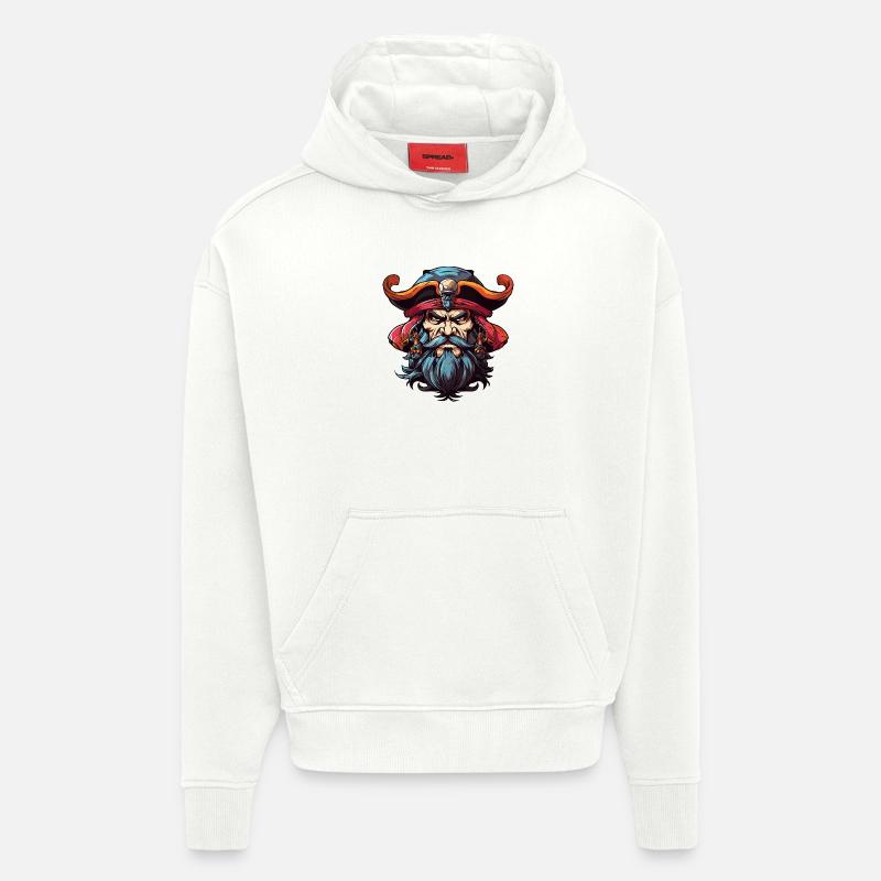 Pirate à la barbe comic - Sweat à capuche bio épais oversize fabriqué en UE - OFF WHITE