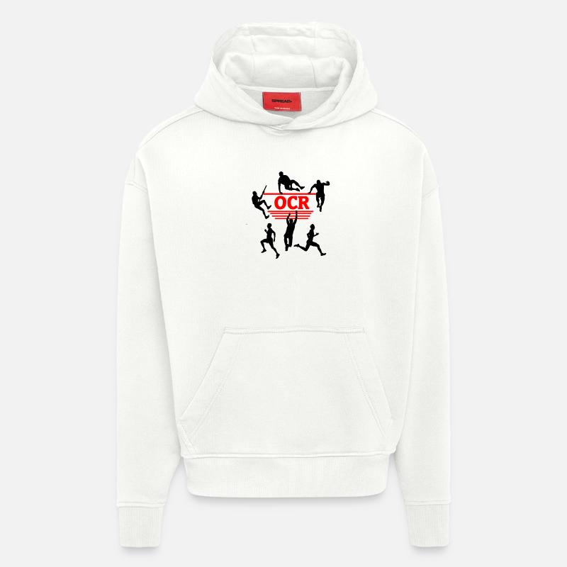 Puissance OCR – Conception de courses d’obstacles - Sweat à capuche bio épais oversize fabriqué en UE - OFF WHITE