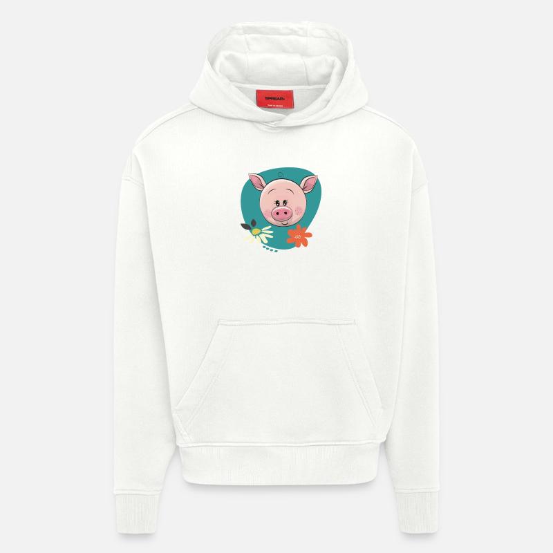 Cochon mignon - Sweat à capuche bio épais oversize fabriqué en UE - OFF WHITE