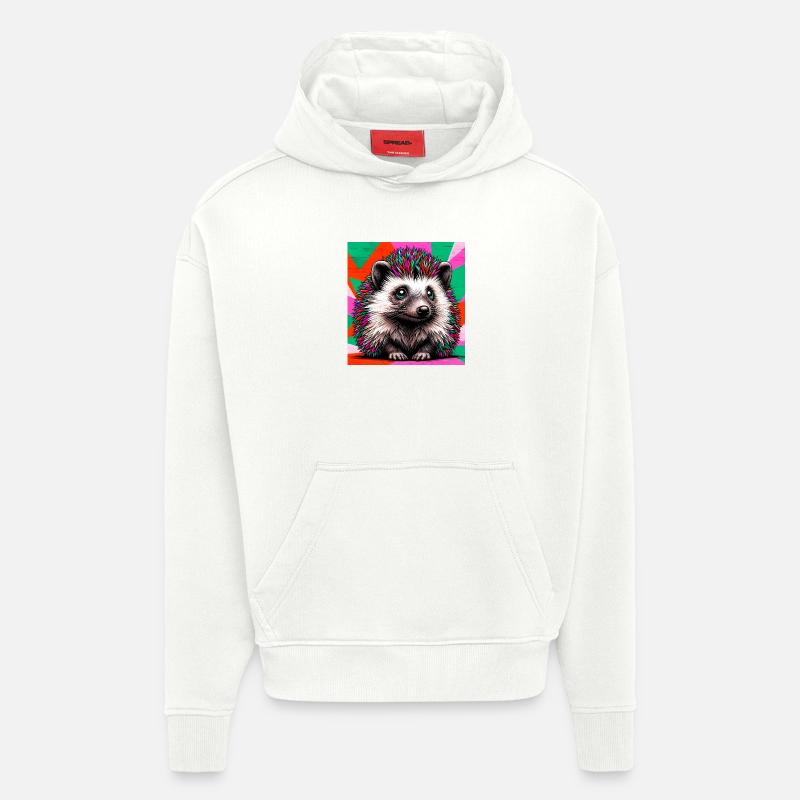 hérisson - Sweat à capuche bio épais oversize fabriqué en UE - OFF WHITE