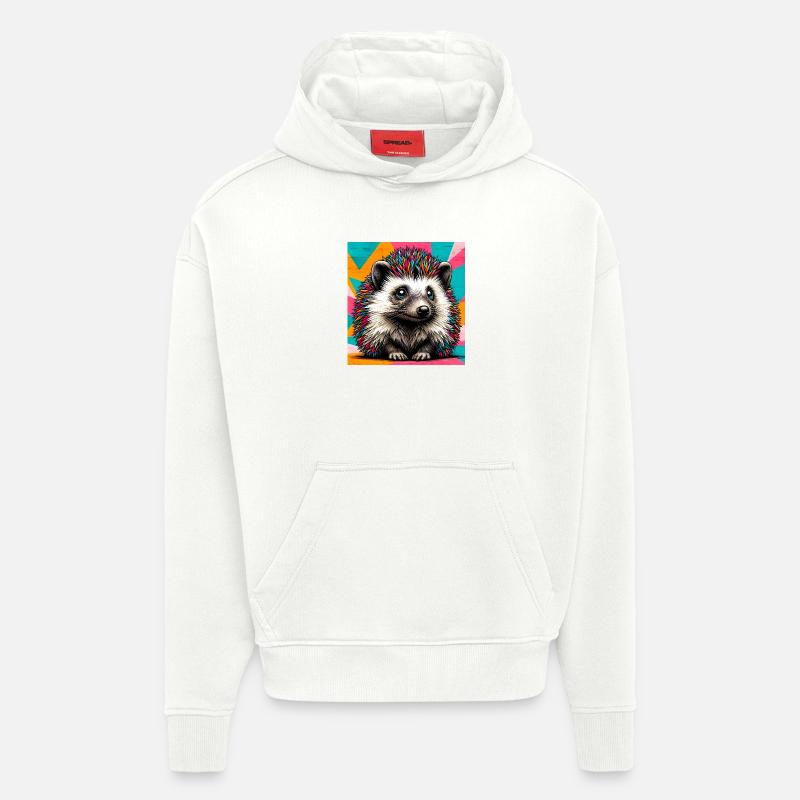 hérisson - Sweat à capuche bio épais oversize fabriqué en UE - OFF WHITE