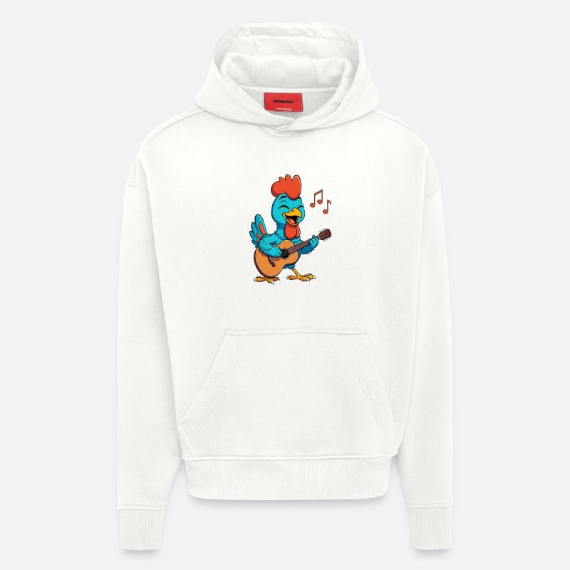 Chicken Playing Guitar - Hoodie- made by SPREAD  - OFF WHITE