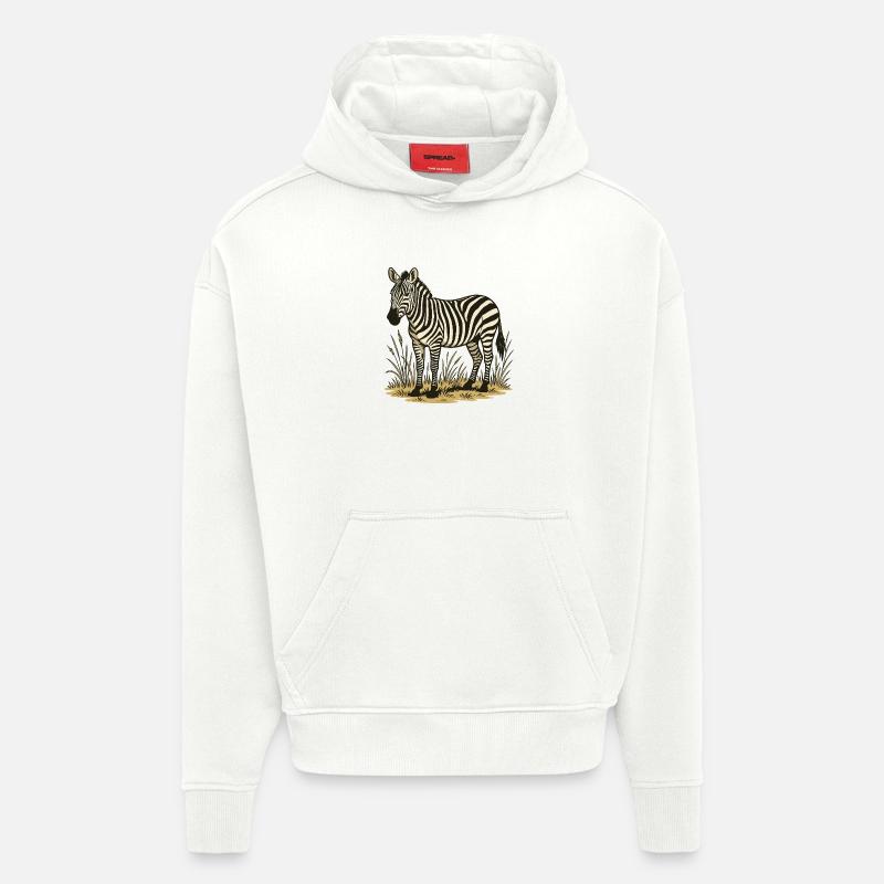 Zèbre - Sweat à capuche bio épais oversize fabriqué en UE - OFF WHITE