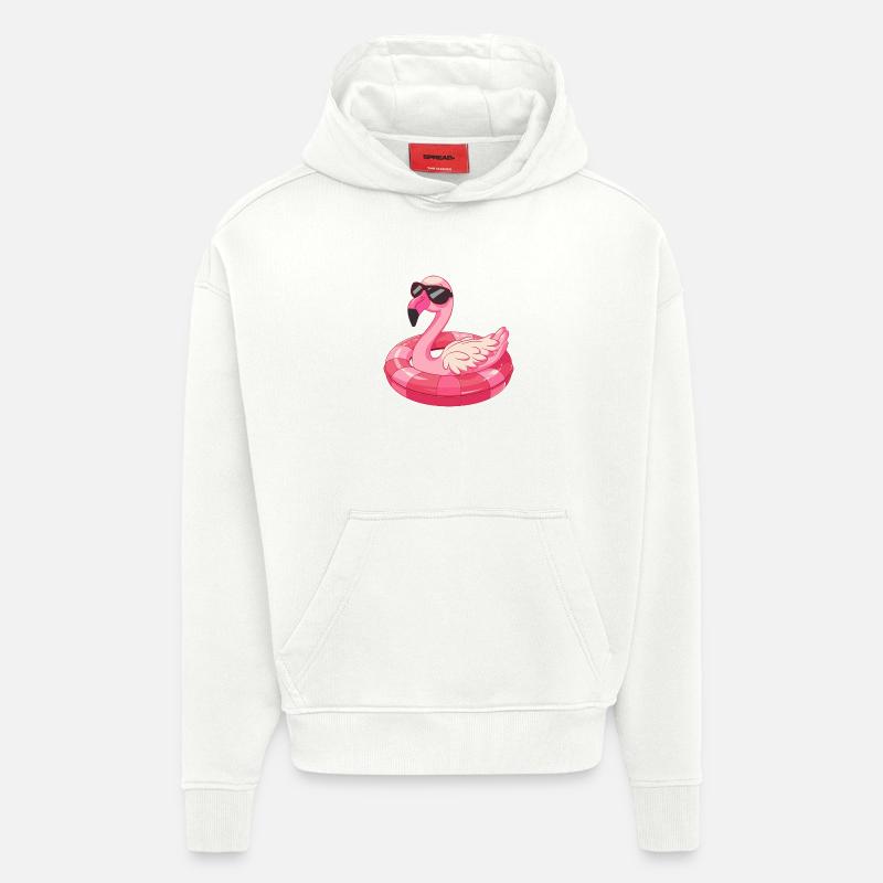 Flamingo Bande Dessinée Cool - Sweat à capuche bio épais oversize fabriqué en UE - OFF WHITE