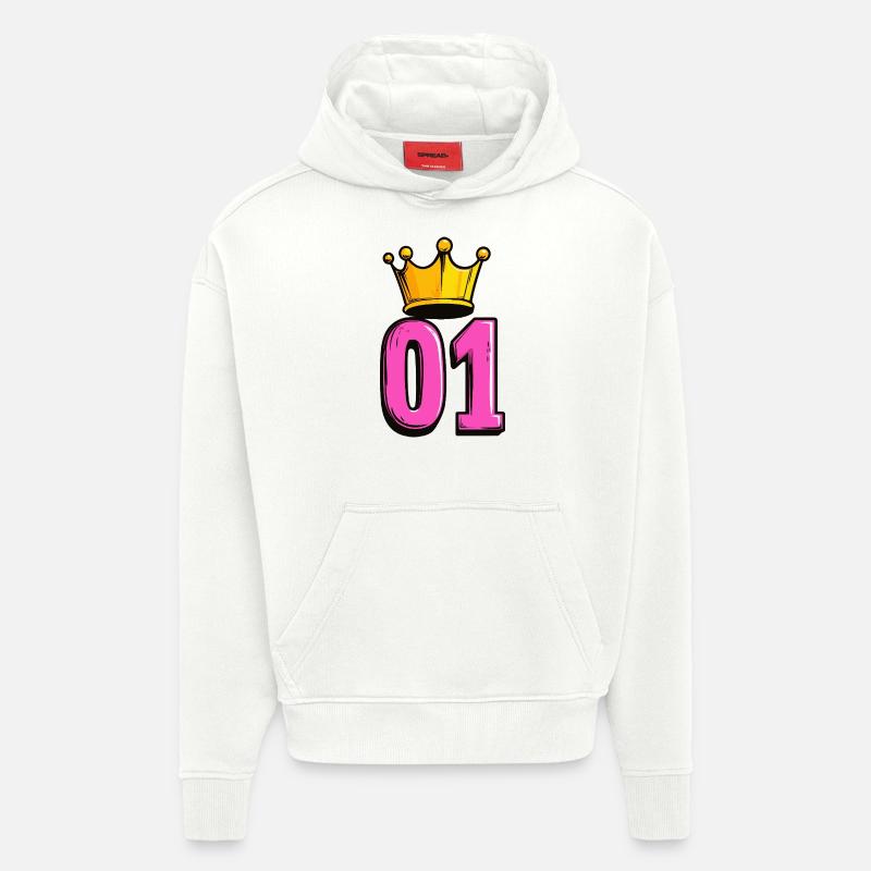 1 Couronne de chiffres - Sweat à capuche bio épais oversize fabriqué en UE - OFF WHITE
