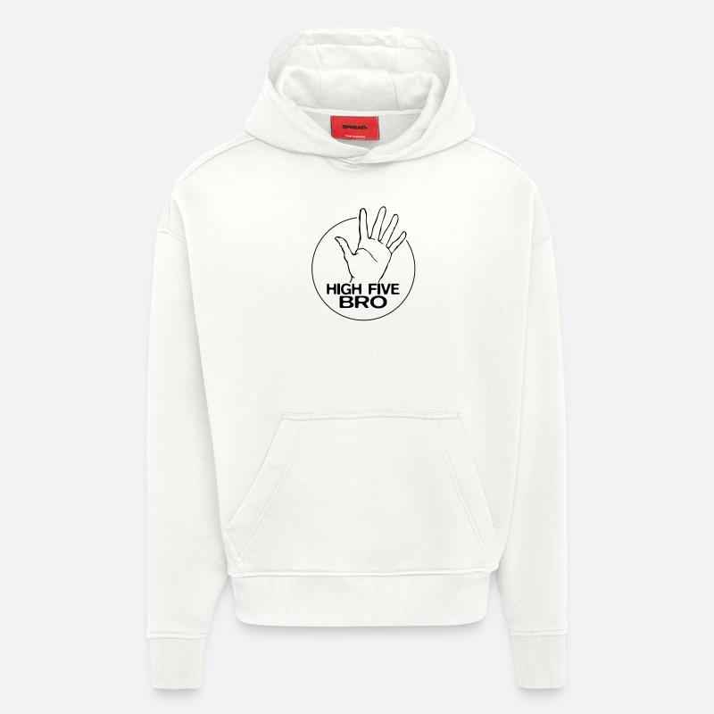 High Five Bro! - Sweat à capuche bio épais oversize fabriqué en UE - OFF WHITE