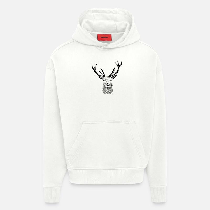 Cerf majestueux – sauvage et élégant - Sweat à capuche bio épais oversize fabriqué en UE - OFF WHITE