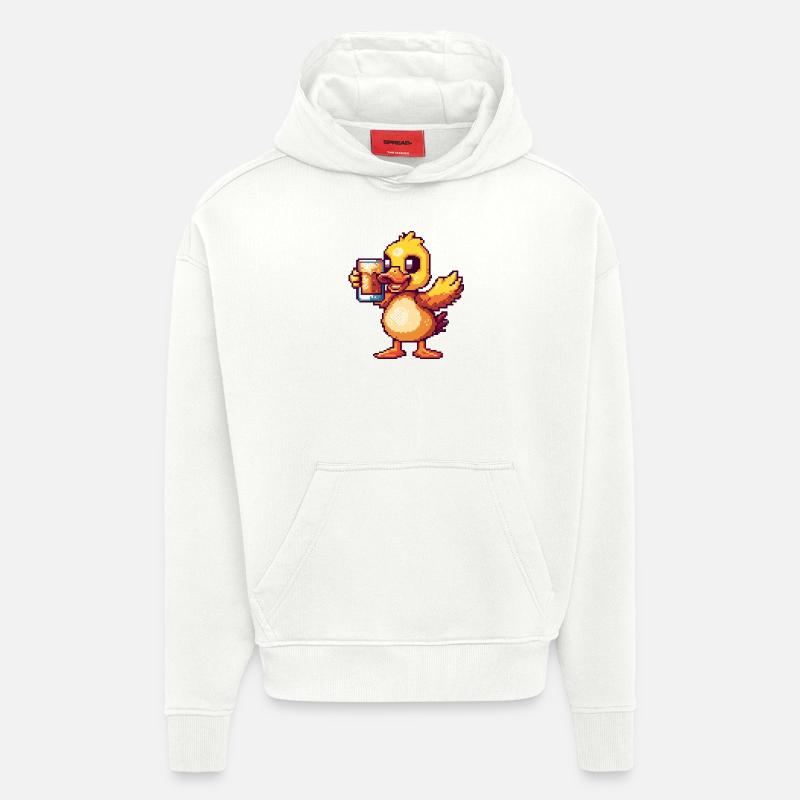 Bière de canard Pixel - Sweat à capuche bio épais oversize fabriqué en UE - OFF WHITE