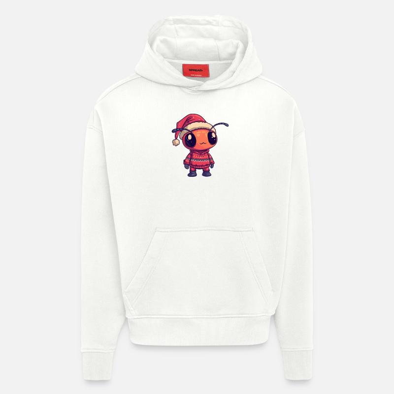 Bande dessinée de Noël Ant - Sweat à capuche bio épais oversize fabriqué en UE - OFF WHITE