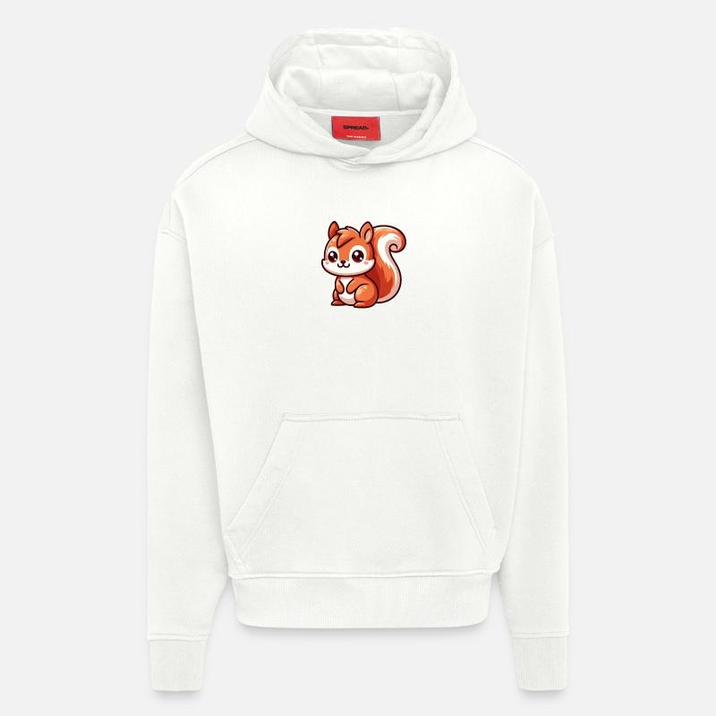 Petit Ecureuil Mignon - Sweat à capuche bio épais oversize fabriqué en UE - OFF WHITE