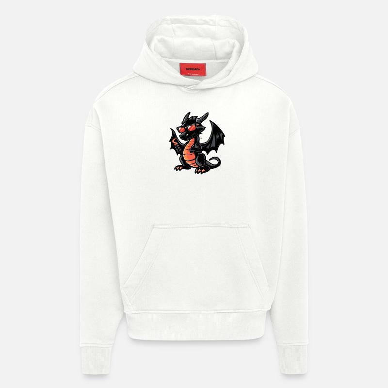 Dragon Bande Dessinée Cool - Sweat à capuche bio épais oversize fabriqué en UE - OFF WHITE