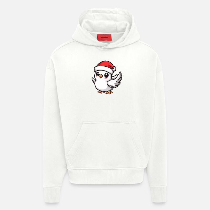Colombe Oiseau Noël - Sweat à capuche bio épais oversize fabriqué en UE - OFF WHITE