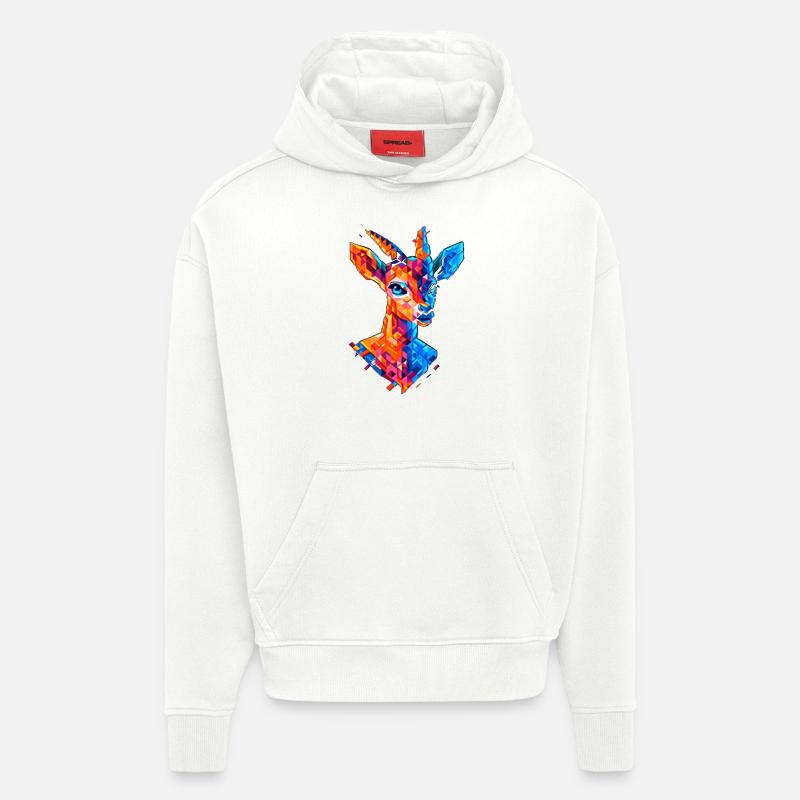 Chèvre Plolygon - Sweat à capuche bio épais oversize fabriqué en UE - OFF WHITE