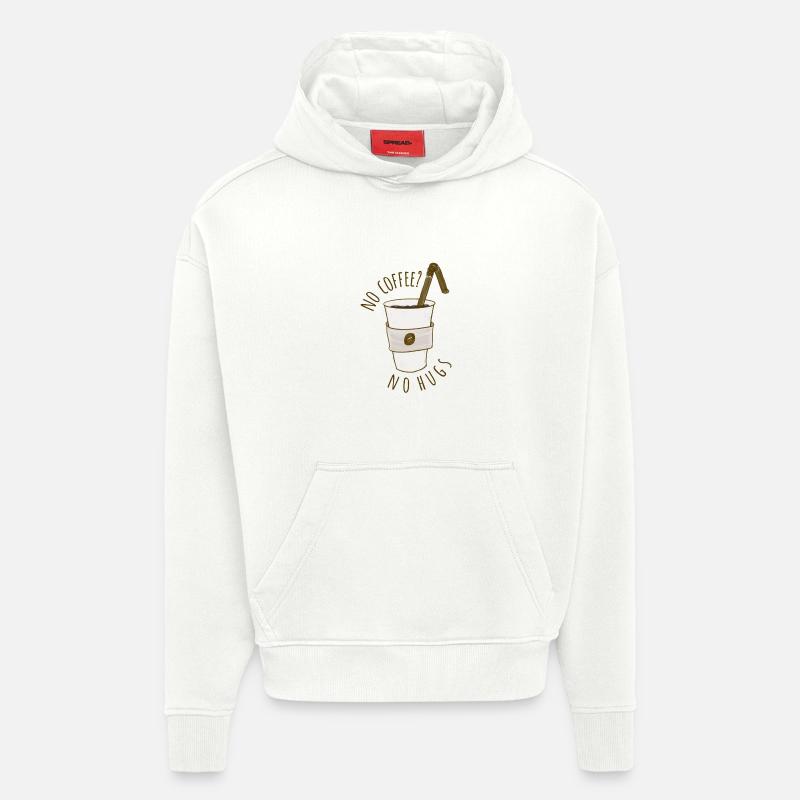 Pas de café? - Sweat à capuche bio épais oversize fabriqué en UE - OFF WHITE