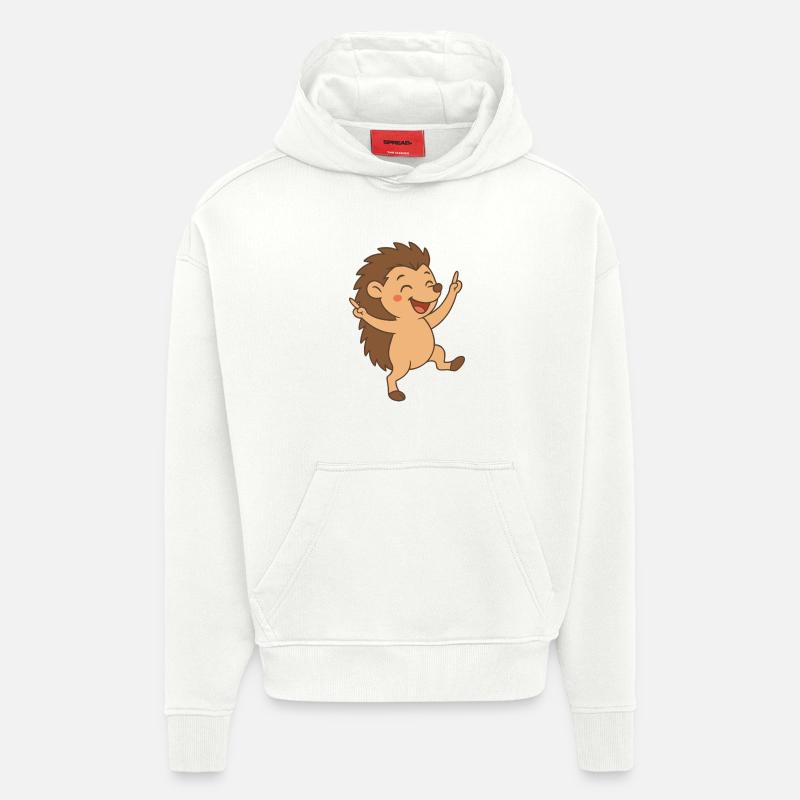 Bébé hérisson dansant petit ami - Sweat à capuche bio épais oversize fabriqué en UE - OFF WHITE