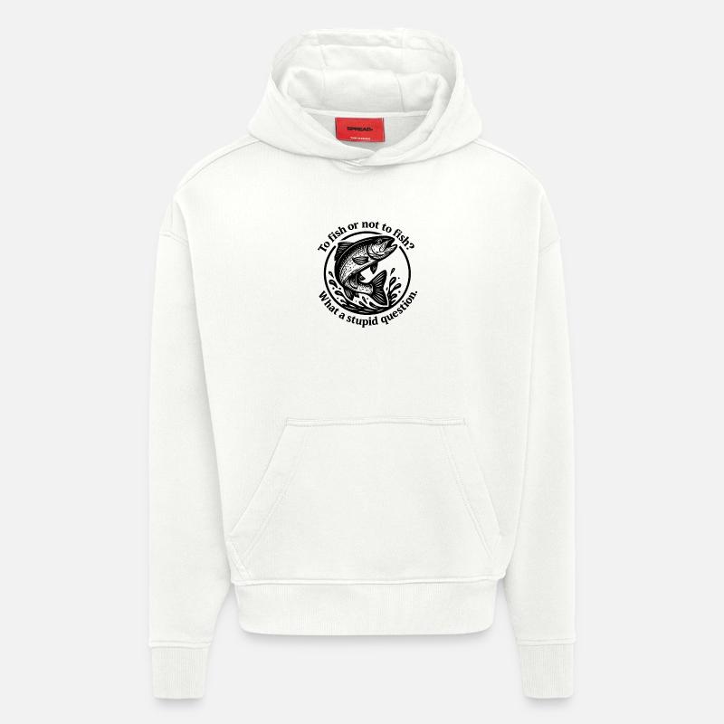Source de poisson Question Motif - Sweat à capuche bio épais oversize fabriqué en UE - OFF WHITE