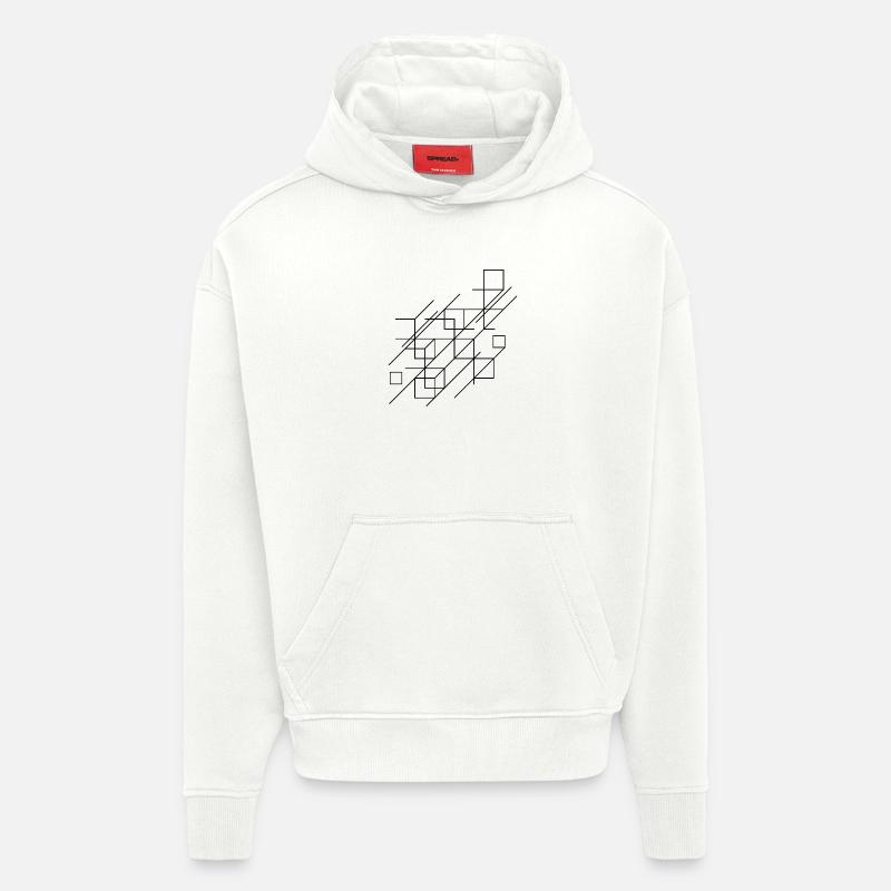 Conception de lignes géométriques - Sweat à capuche bio épais oversize fabriqué en UE - OFF WHITE